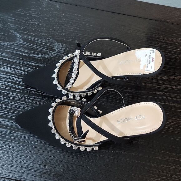 BRAND NEW TOP MODA POINTED TOE JEWEL STUDDED ANKLE STRAP CLOSURE SANDAL - Picture 11 of 16
